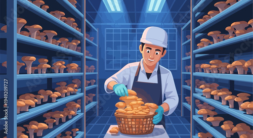 Baker Arranging Freshly Baked Pastries in Storage.