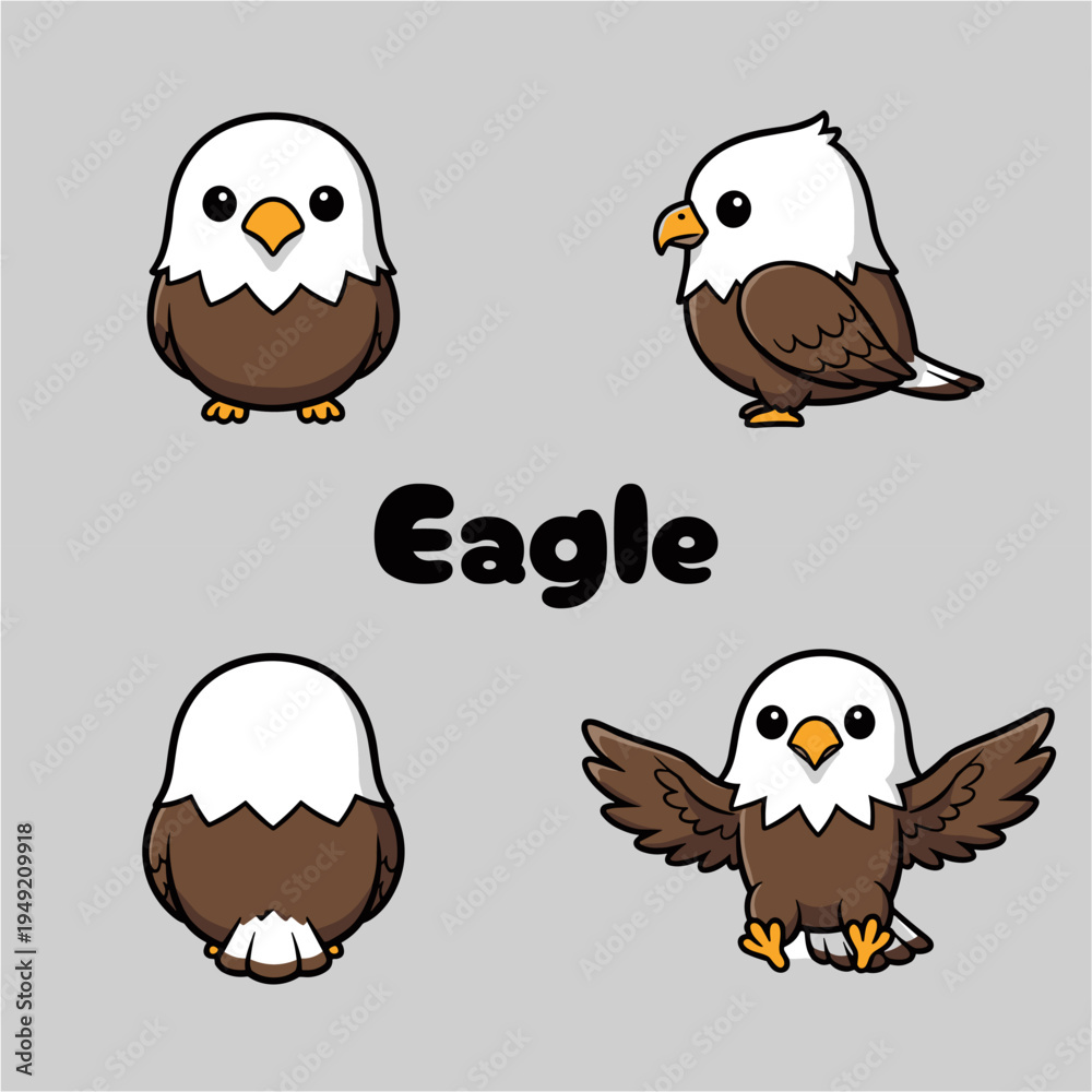 Fototapeta premium cute eagle mascot four white chocolate images