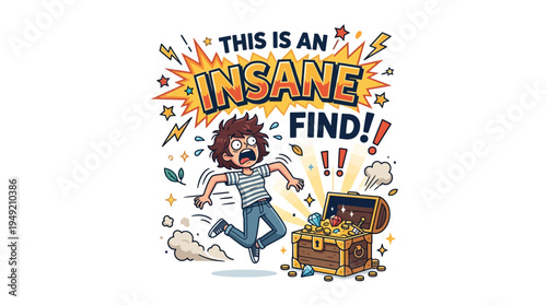 Excited Person Running Towards Treasure Chest