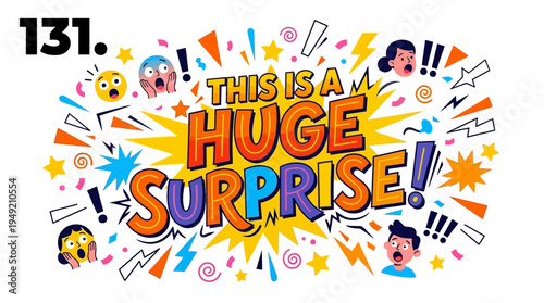 Colorful Cartoon Banner Declaring 'This is a Huge Surprise'