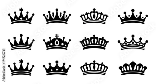 royal crown set, crown silhouette icons, crown vector icons, crown clipart icons, crown illustration icons, crown symbol icons, crown design icons, crown graphic icons, crown drawing icons, black crow