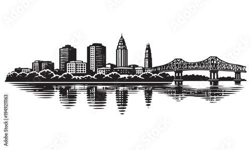 Baton Rouge Skyline Silhouette, Silhouette Vector, Isolated on White Background