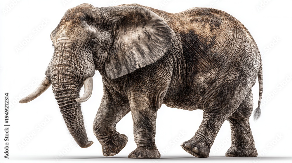 Fototapeta premium elephant on solid color background, minimalistic and clean composition, isolated animal close-up