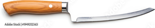 Sharp Kitchen Knife with Wooden Handle on White Background
