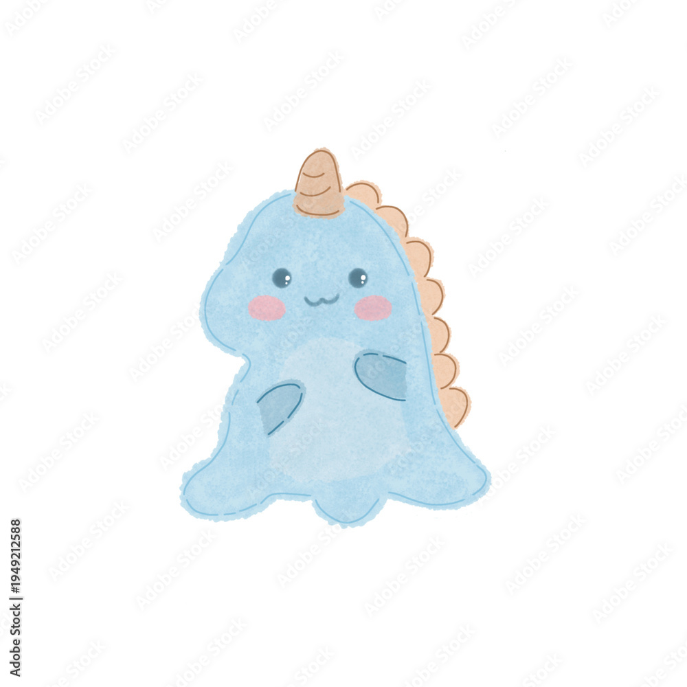 Obraz premium Cute pastel dinosaur cartoon illustration on transparent background