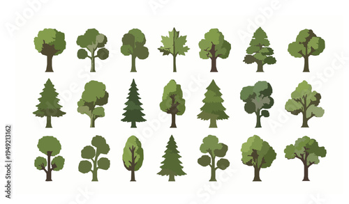 Forest and park trees vector set for landscape and nature design