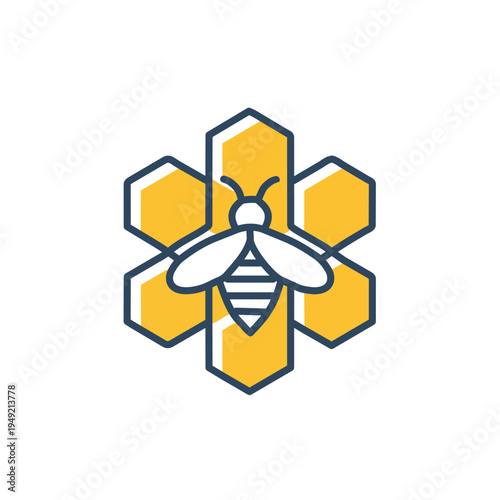 Honeycomb Bee Logo Hexagon Vector