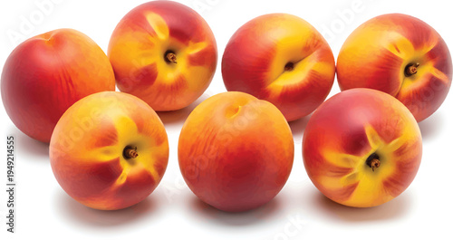 Fresh Red Yellow Peaches Isolated on White Background