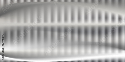 Vector ribbed glass texture background. Light grey white ribbed glass. Mesh gradient. acrylic ribbed bath surface