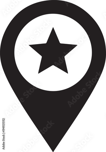Favorite Location Pin Icon with Star Symbol for Map Ranking and Saved Places