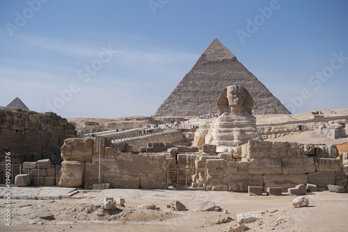 Sphinx at the Giza Pyramids Plato in cairo, Egypt