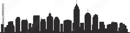 Modern city skyline silhouette with skyscrapers and downtown buildings vector illustration black urban cityscape isolated on light background metropolitan architecture skyline design