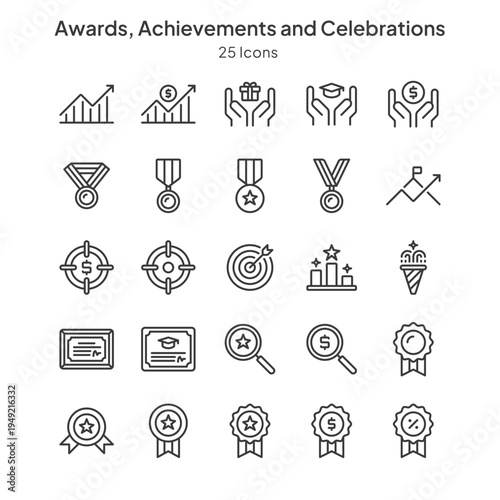 awards, achievements and celebrations icons collections