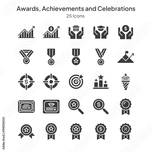 awards, achievements and celebrations icons collections