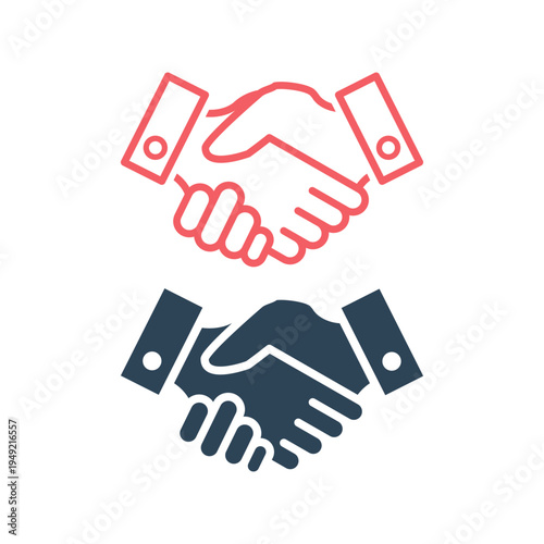 Handshake Deal Isolated Icons set Vector Graphic.