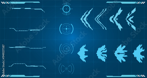 Sci-Fi HUD Icon and Indicator Elements Set