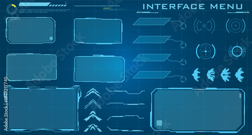 Futuristic HUD Interface Menu Dashboard Set for Game UI