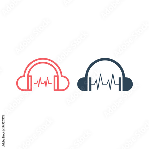Headphones earphones flat icons set. Headset illustration.