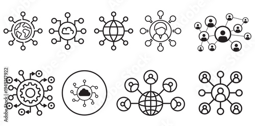 collection of molecular and cellular structures flat design vector illustration