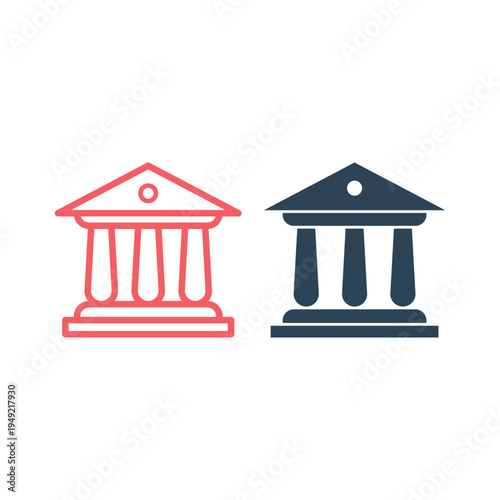 Courthouse icons set bank icon symbol vector illustration.
