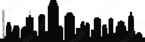 Urban downtown city skyline silhouette with modern skyscrapers and buildings vector illustration black metropolitan cityscape isolated on light background architecture design