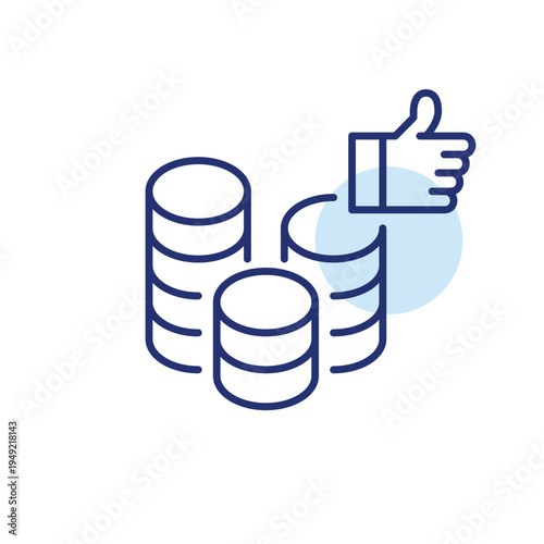 Stack of coins and like. Secure money and data storage. Pixel perfect, editable stroke vector icon