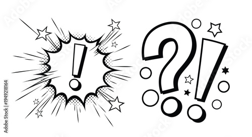 Exclamation and question marks in comic style