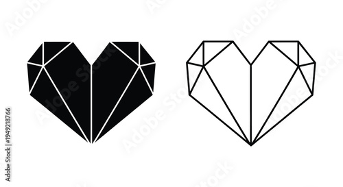 Geometric heart shapes in contrasting colors a striking graphic silhouette