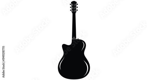 Silhouette of an acoustic guitar from the back