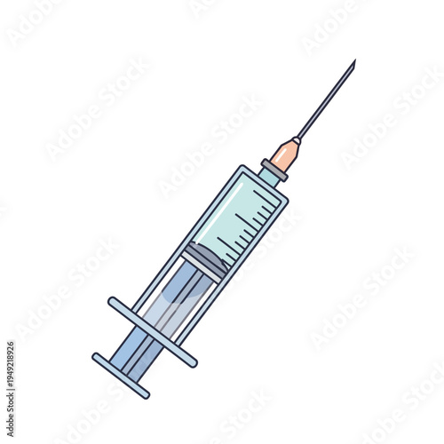 Medical Syringe with Needle - Illustration