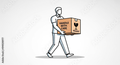 Man carrying a fragile package with care.