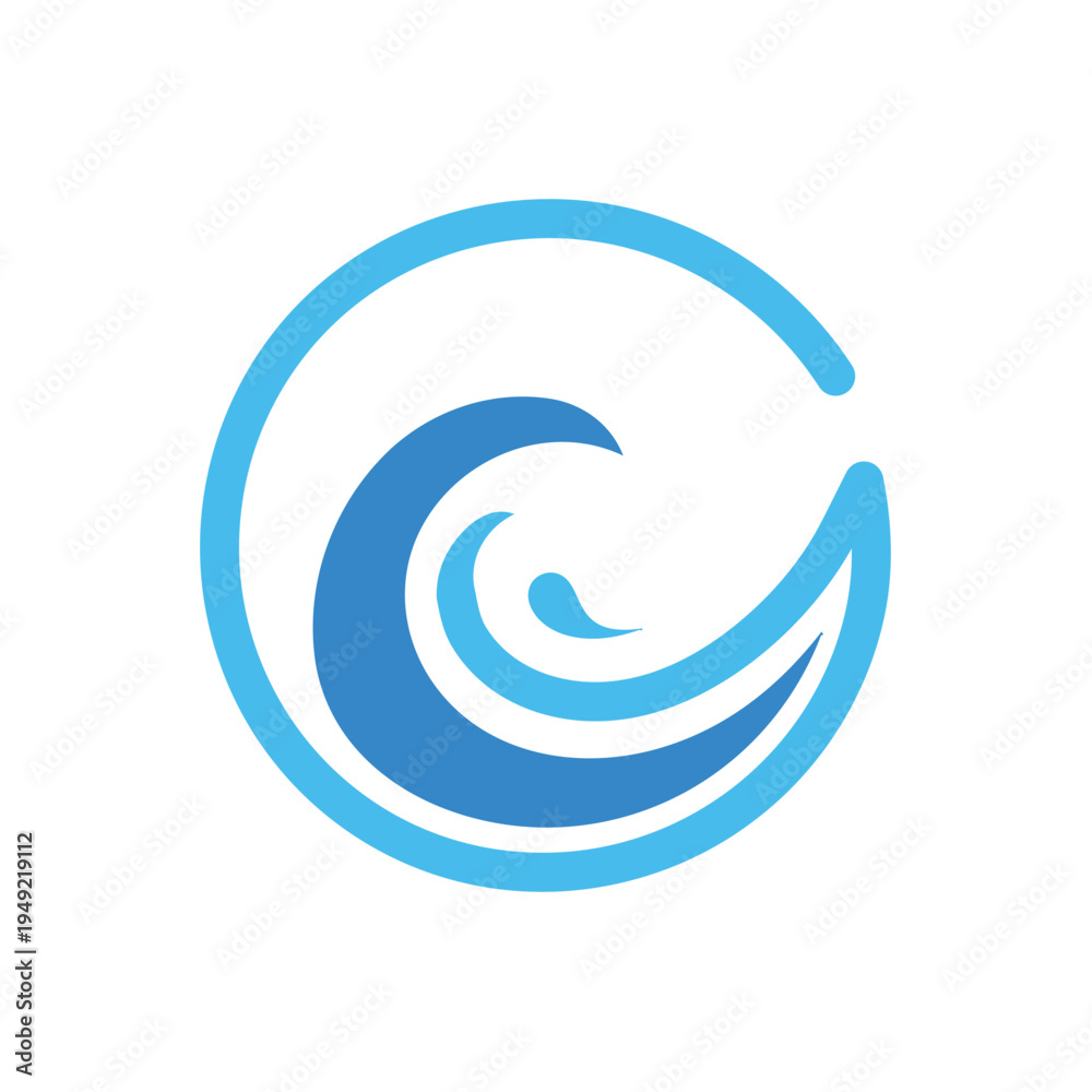 Naklejka premium Abstract Ocean Wave Circle Logo Vector