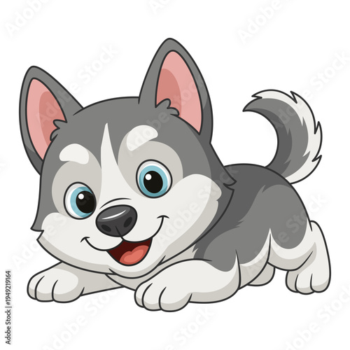 Playful siberian husky dog character illustration