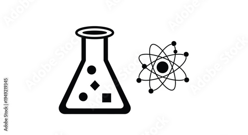 Beaker and atomic structure illustration