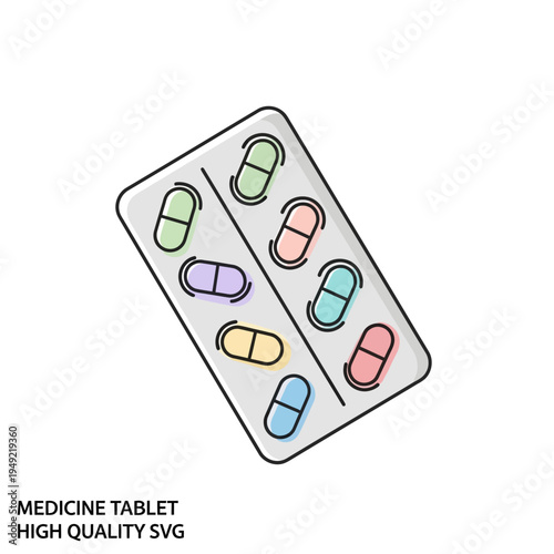 Colorful Medicine Tablets in Blister Pack, Healthcare and Pharmacy Concept