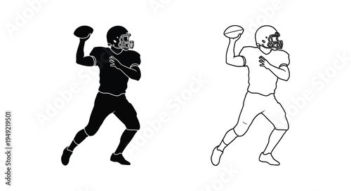 American football players in action depicted as a striking silhouette