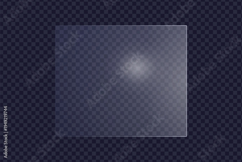 transparent realistic glass frame overlay light left spot focus reflection glare dark screen glassmorphism shiny element