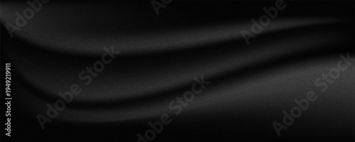 Black dark gray blue abstract elegant background. Drapery. Curtain. Fabric material. Soft folds. Wave stripe line. Gradient. Empty space. black background