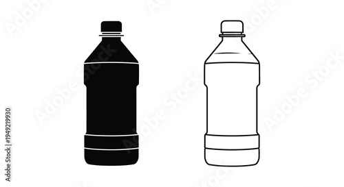 Two plastic bottles one dark and one light presented as a silhouette