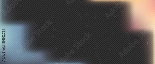 Vintage light leak background with fine film dust and scratch texture. Aesthetic blue and peach gradient with nostalgic lens flare for analog photo editing and cinematic mood