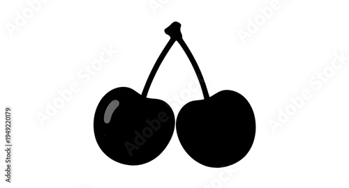 cherry, cherries, fruit, berry, sweet, fresh, ripe, juicy, food, dessert, snack, organic, natural, plant, botanical, stem, leaf, leaves, pair, twin, silhouette, shadow, black, outline, shape, icon, sy
