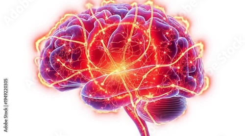 Wallpaper Mural A video showcasing a vibrant and detailed illustration of the human brain Torontodigital.ca