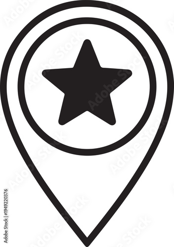 Star Map Pin Location Icon Vector for Favorite Places and Points of Interest