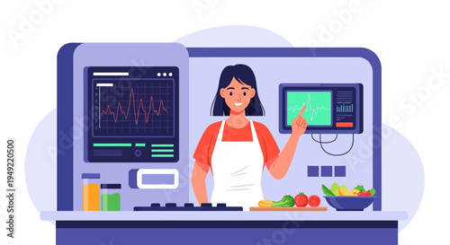 Female Cashier Working at Checkout Counter.