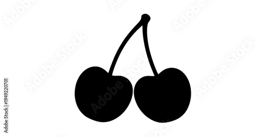cherry, cherries, fruit, berry, sweet, fresh, ripe, juicy, food, dessert, snack, organic, natural, plant, botanical, stem, leaf, leaves, pair, twin, silhouette, shadow, black, outline, shape, icon, sy