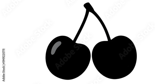 cherry, cherries, fruit, berry, sweet, fresh, ripe, juicy, food, dessert, snack, organic, natural, plant, botanical, stem, leaf, leaves, pair, twin, silhouette, shadow, black, outline, shape, icon, sy