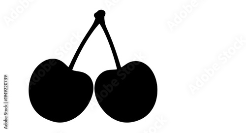 cherry, cherries, fruit, berry, sweet, fresh, ripe, juicy, food, dessert, snack, organic, natural, plant, botanical, stem, leaf, leaves, pair, twin, silhouette, shadow, black, outline, shape, icon, sy