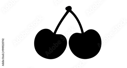 cherry, cherries, fruit, berry, sweet, fresh, ripe, juicy, food, dessert, snack, organic, natural, plant, botanical, stem, leaf, leaves, pair, twin, silhouette, shadow, black, outline, shape, icon, sy