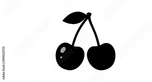 cherry, cherries, fruit, berry, sweet, fresh, ripe, juicy, food, dessert, snack, organic, natural, plant, botanical, stem, leaf, leaves, pair, twin, silhouette, shadow, black, outline, shape, icon, sy