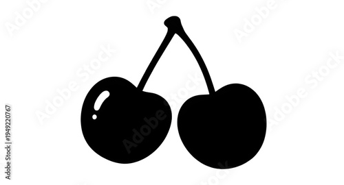 cherry, cherries, fruit, berry, sweet, fresh, ripe, juicy, food, dessert, snack, organic, natural, plant, botanical, stem, leaf, leaves, pair, twin, silhouette, shadow, black, outline, shape, icon, sy